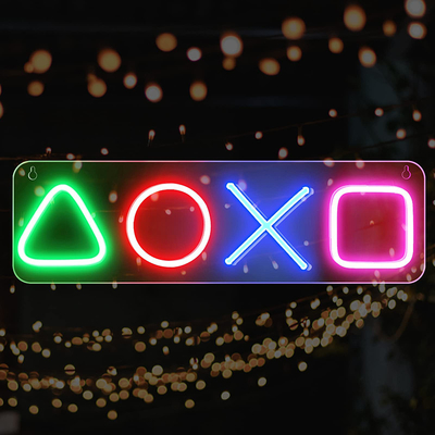 Decorative PS4 Game Neon Sign Colorful Lights 3D Art Illuminate Surrounding Space